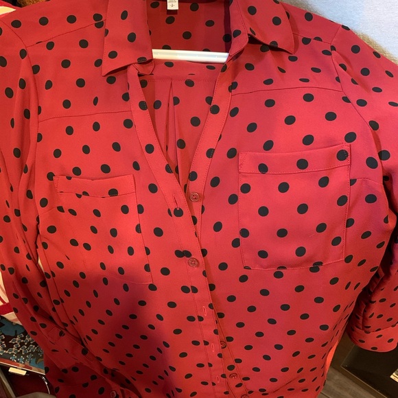 Red and black polka dot express top - Picture 2 of 4